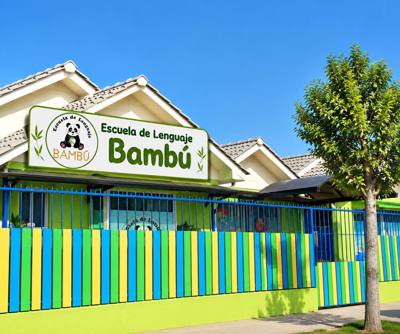 Frontis de la Escuela de Lenguaje Bambú con el nuevo logo